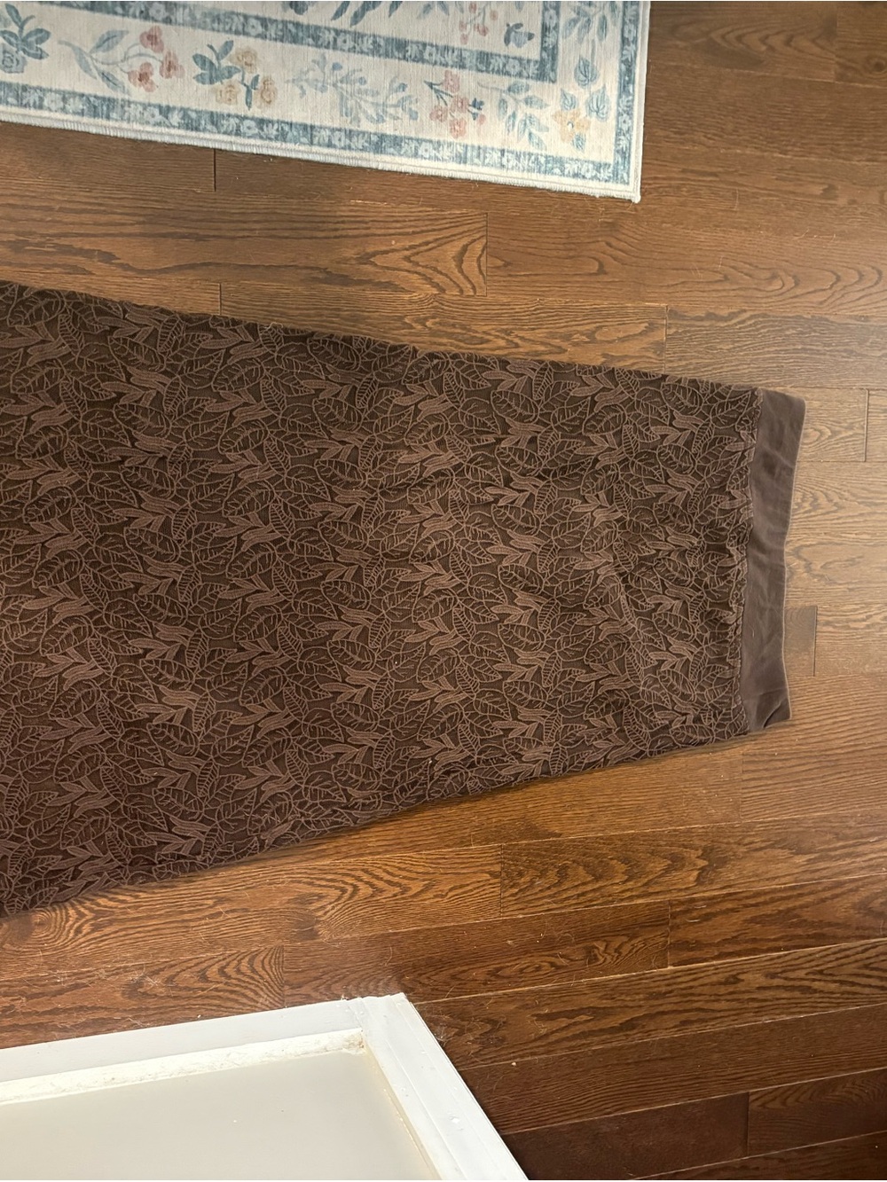 XCVI Chocolate Brown Maxi Skirt with Leaf Lace Overlay - Picture 3 of 3